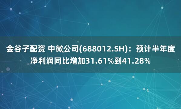金谷子配资 中微公司(688012.SH)：预计半年度净利润同比增加31.61%到41.28%